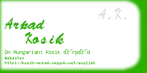 arpad kosik business card